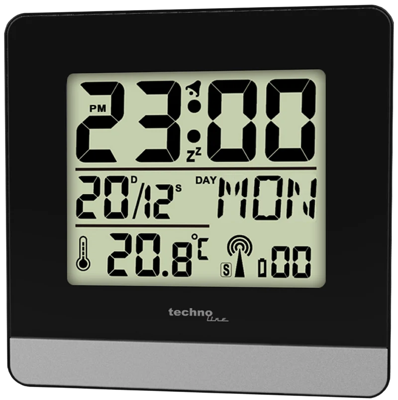 Technoline WT 260 - Funkwecker beleuchtet mit manueller Einstelloption, Wochentagsanzeige, Innentemperaturanzeige, Alarm mit Weckwiederholung