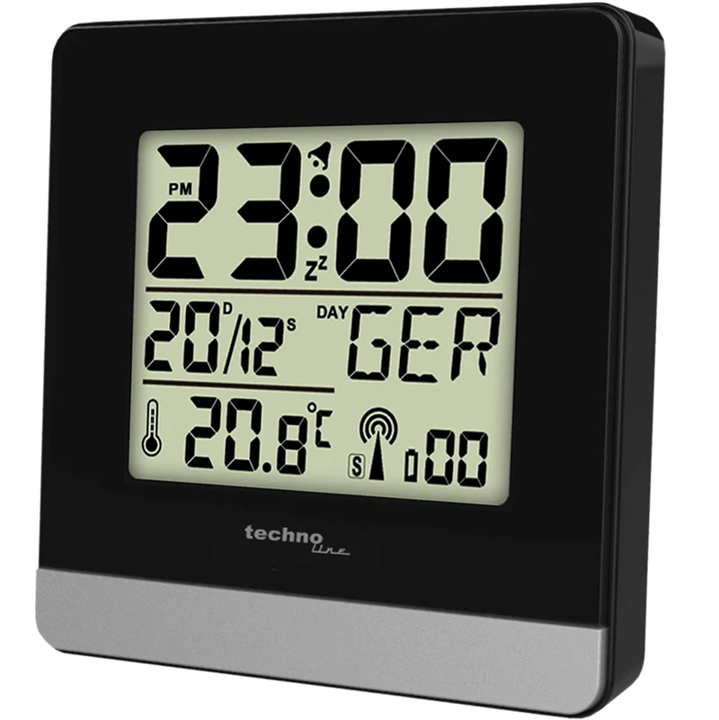 Technoline WT 260 - Funkwecker beleuchtet mit manueller Einstelloption, Wochentagsanzeige, Innentemperaturanzeige, Alarm mit Weckwiederholung