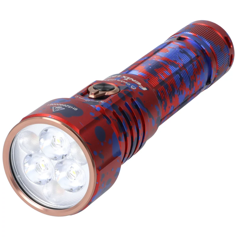 Fenix LD36R LED Taschenlampe mit weiß, rot, orange, pink,blau, lila und grünem Licht Flame Camo