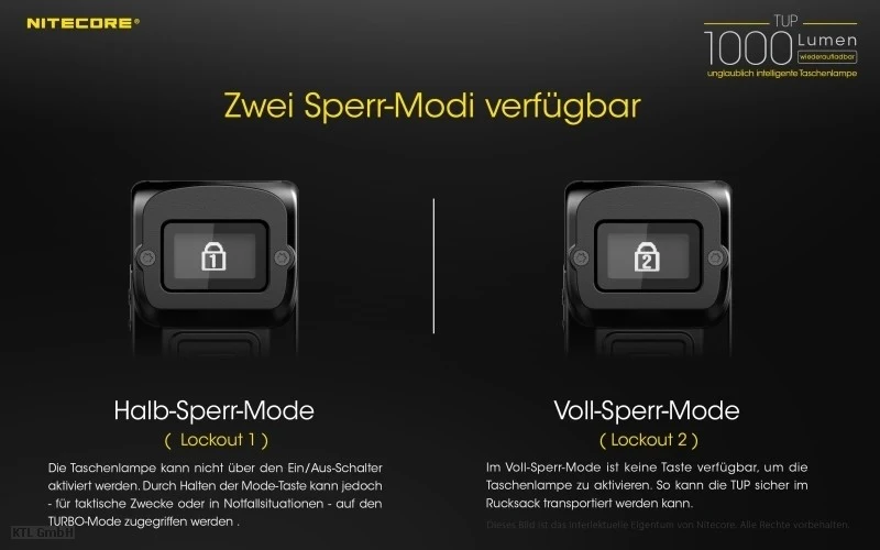 Nitecore TUP schlüsselanhängerleuchte CREE XP-L HD V6 LED - 1000 Lumen 2 Farben wählbar