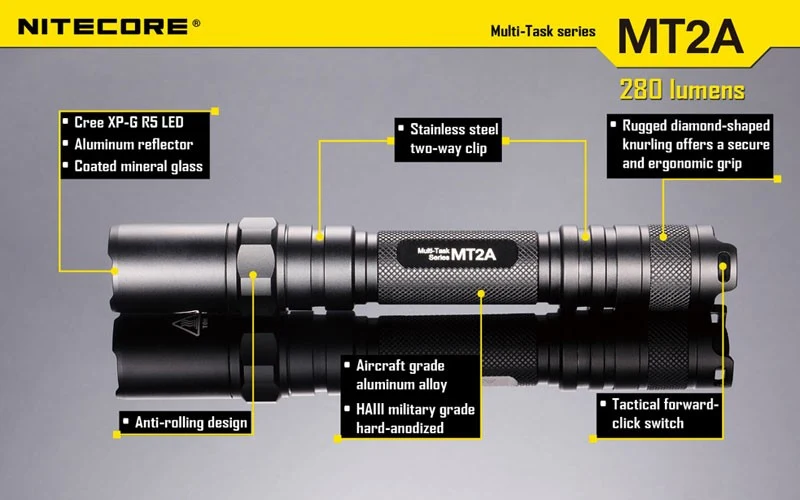 Nitecore MT2A LED Taschenlampe CREE XP-G2 R5 345 Lumen