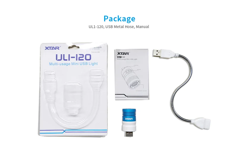 Xtar USB Taschenlampe UL1-120 – 120 Lumen Mini-USB-Leuchte mit Farbmodi