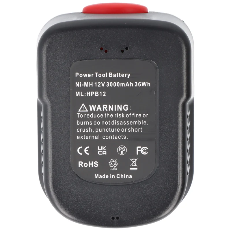 AccuCell Ersatzakku für Black & Decker A12 / HP122K – 12 V NiMH Akku, 3000 mAh, Schwarz