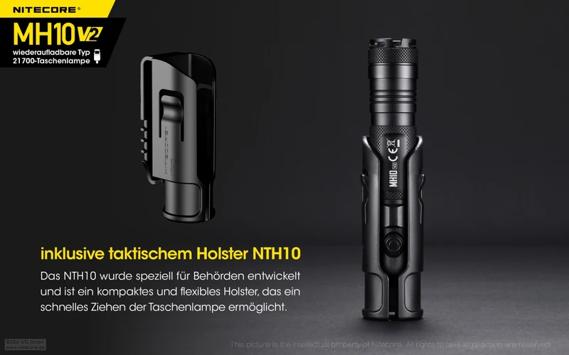Nitecore MH10 V2, MH10V2 LED Taschenlampe inklusive 21700 4000mAh Li-Ion Akku, 1200 Lumen