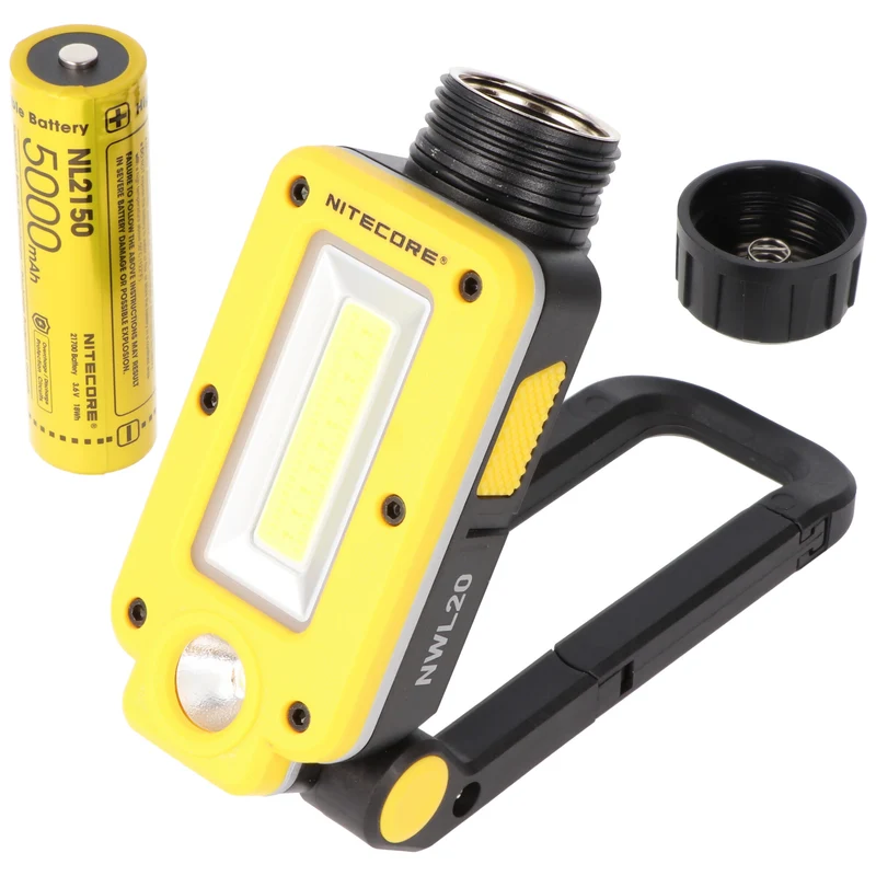 Nitecore NWL20 multifunktionale Arbeitsleuchte, 600 Lumen, COB-Flutlicht und LED-Spotlicht, mit Rotlicht, inklusive NL2150 21700 Li-Ion Akku