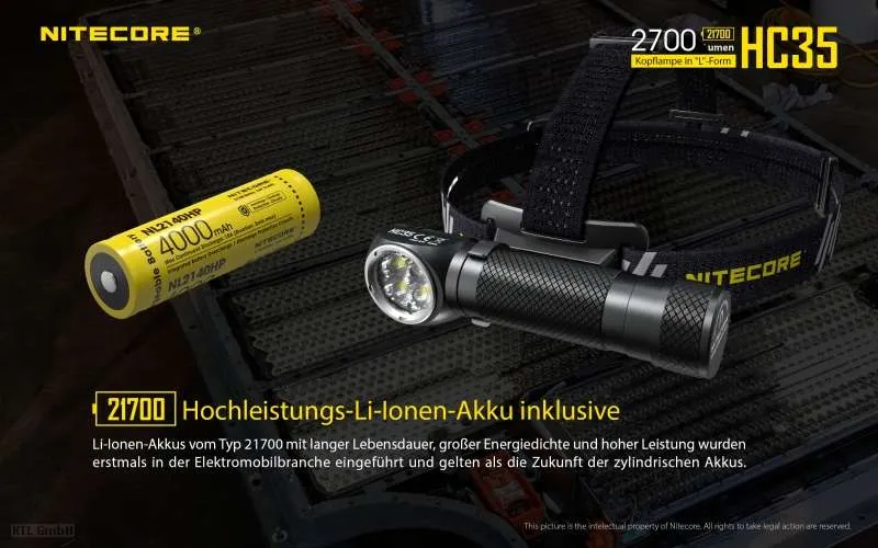 Nitecore Stirnlampe HC35 inkl. NL2140HP