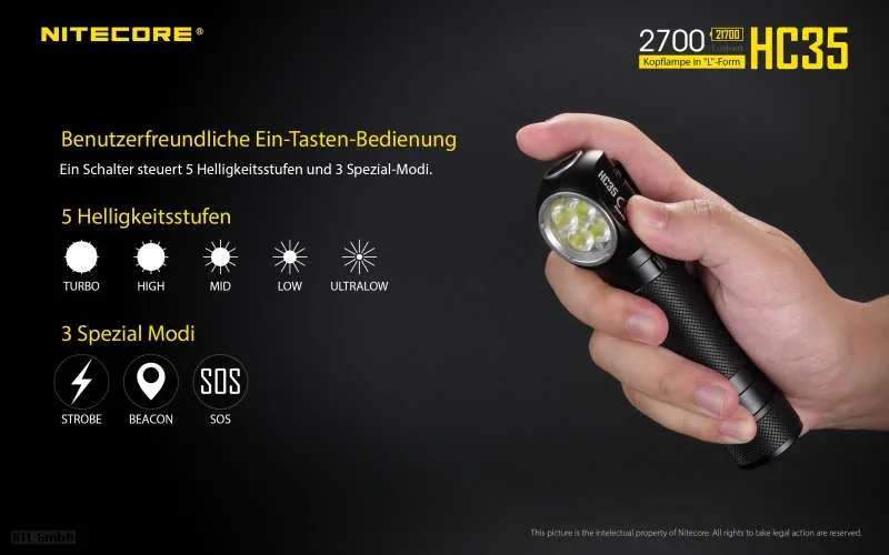 Nitecore Stirnlampe HC35 inkl. NL2140HP