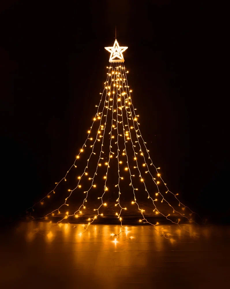 Modee LED-Weihnachtslichterkette „Star Lights“ – 2×3 m, warmweiß, 300 LEDs, zaubert sofort festliche Wohlfühlatmosphäre in jedem Raum