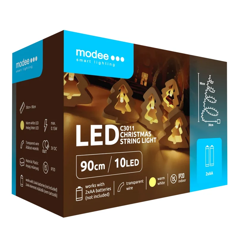 Modee LED-Lichterkette – 90 cm, 10 LEDs, warmweiß, sorgt für stimmungsvolles Ambiente im Innenbereich