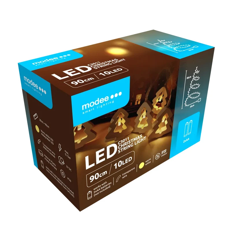 Modee LED-Lichterkette – 90 cm, 10 LEDs, warmweiß, sorgt für stimmungsvolles Ambiente im Innenbereich