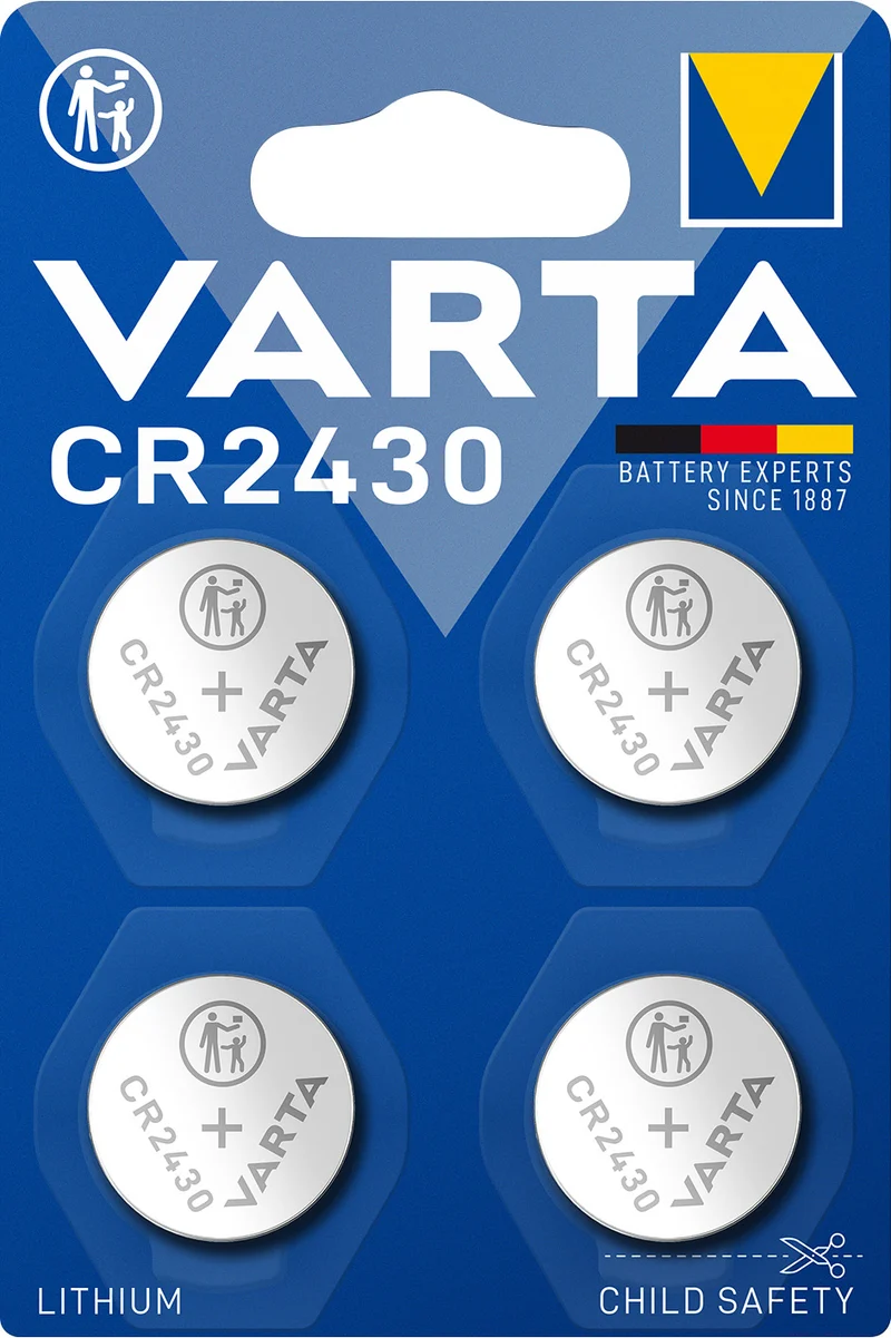 Varta CR2430 Ersatzbatterien für Somfy Serenety, ThermoSunis Indoor WireFree RTS und weitere, Sparpack im 4er Set