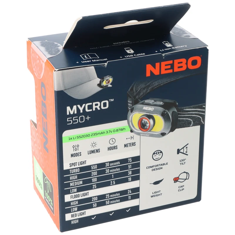 NEBO MYCRO 550 – Wiederaufladbare Stirnlampe