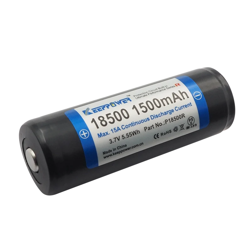 Keeppower 18500 - 1500mAh - R Serie 15A - P18500R 3,7V Li-Ionen-Akku geschützt