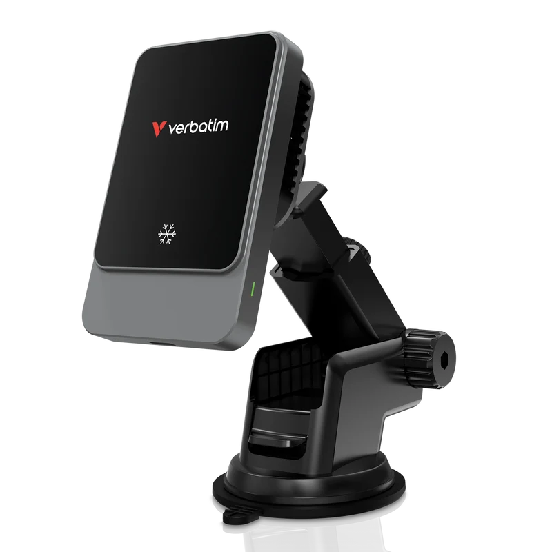 Verbatim Wireless Charger, KFZ, Qi, Magnetic, RGB, CND-03 15W, Kabel USB-C, 1m, schwarz, Retail