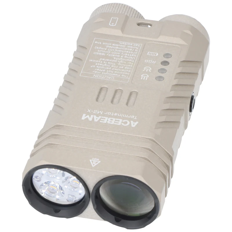 AceBeam Terminator M2 LED-Taschenlampe mit 2.000 Lumen, mit Spot-, Flut-, und AUX-Licht, schwarz