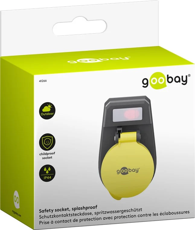 Goobay Steckdosenadapter mit Schalter, spritzwassergeschützt - Schutzkontaktsteckdose 1-fach für den Außenbereich