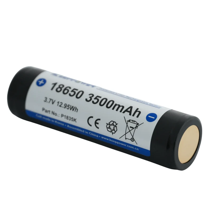 Keeppower 18650 - 3500mAh 3,6V - 3,7V Li-Ion-Akku geschützt (Pluspol flach)