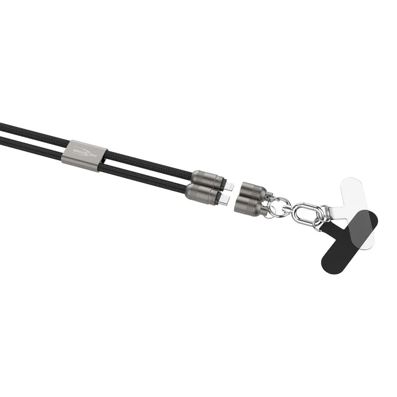 Ansmann Smartphone Lanyard-Ladekabel, USB-C auf Lightning, Handykette, Kabellänge 1,2 Meter