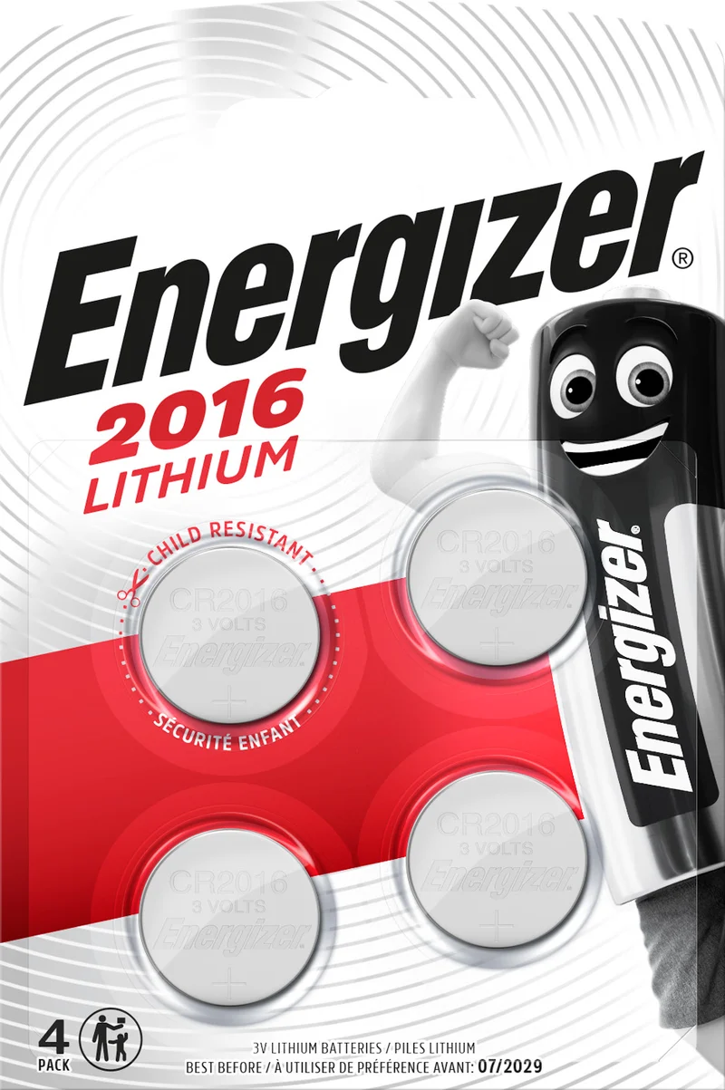 Energizer Batterie Lithium, Knopfzelle, CR2016, 3V Electronics, Retail Blister (4-Pack)