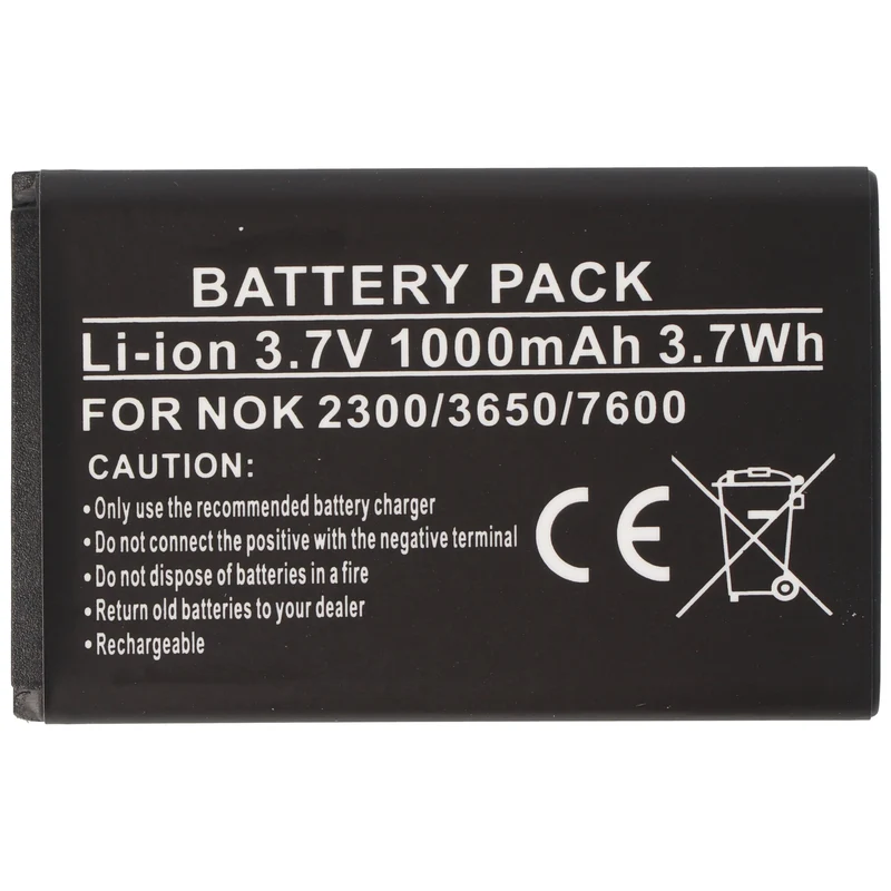 AccuCell Akku passend für Nokia 2300, 3650, 7600, Li-Ion, 3,7V, 1000mAh, 3,7Wh