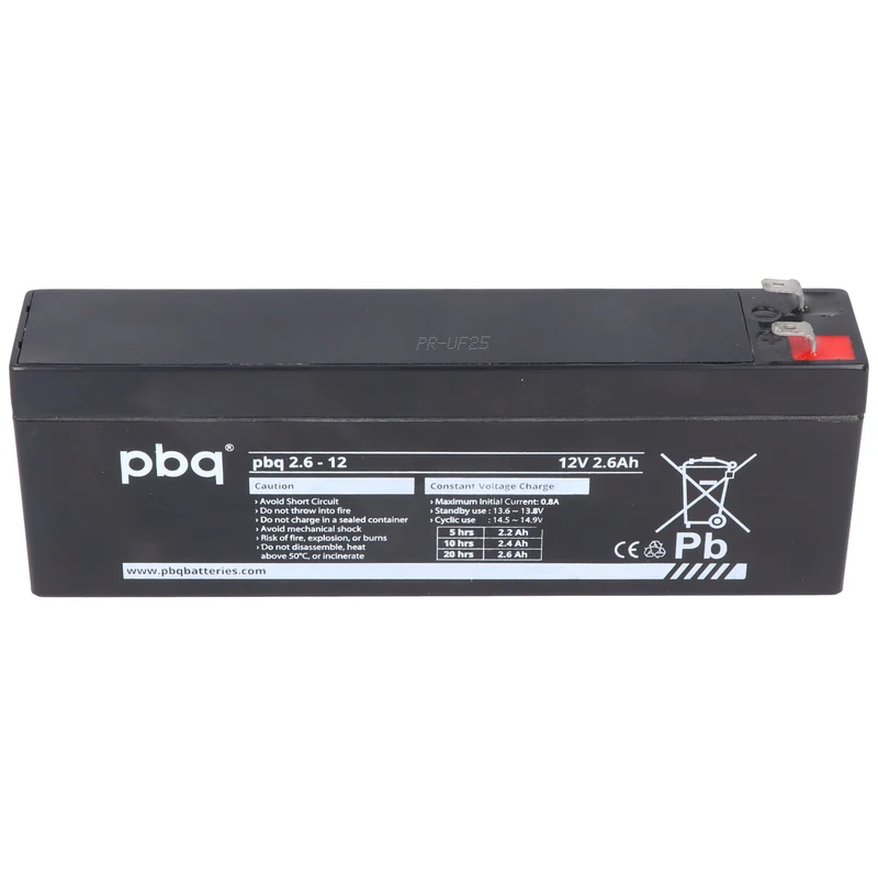 PBQ Bleiakku 2.6-12V, 12 V 2,6Ah, Abmessungen 178x34x61mm, kompatibel zu Alarmguard CJ12-2.6AH