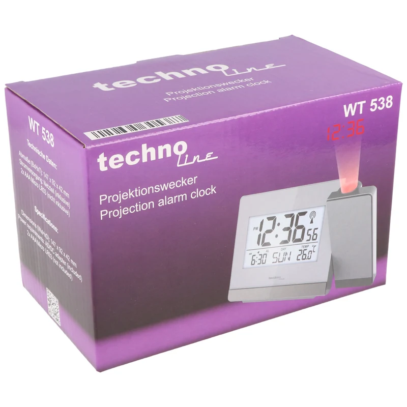 Technoline WT 538 moderner, eleganter Funk Projektionswecker mit Netzteil