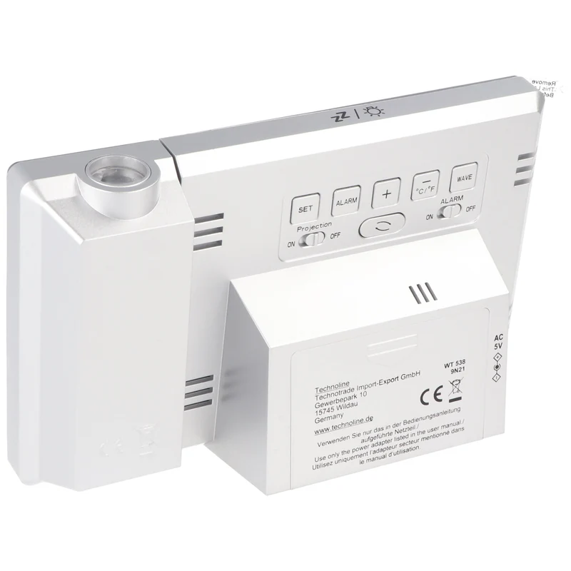 Technoline WT 538 moderner, eleganter Funk Projektionswecker mit Netzteil