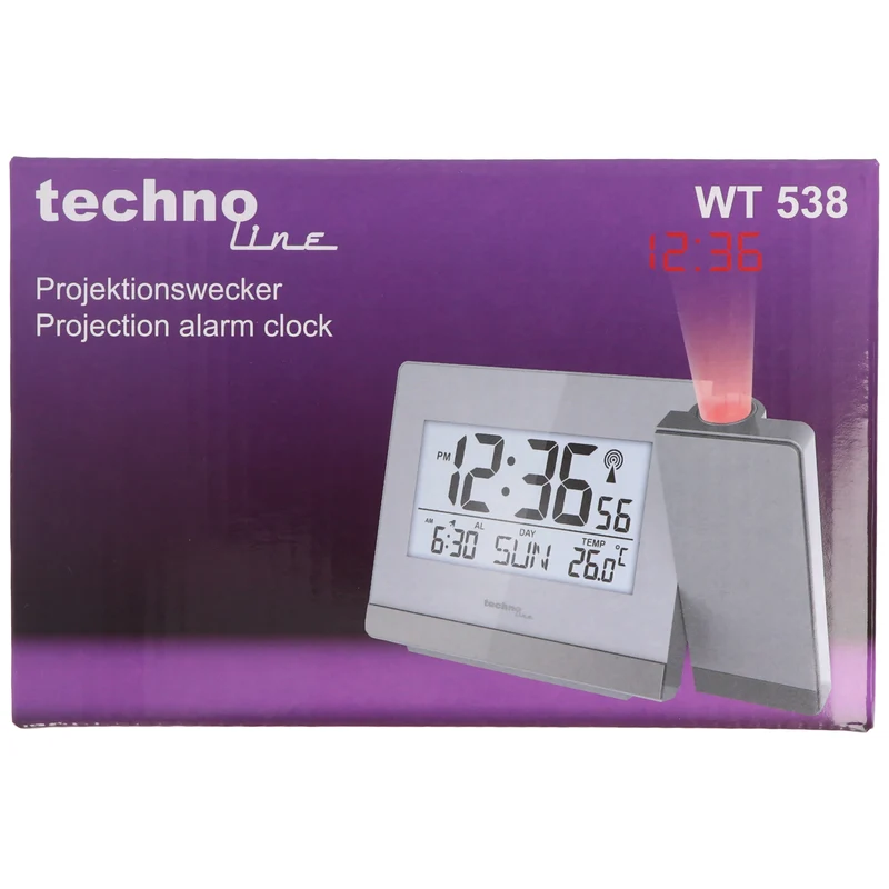 Technoline WT 538 moderner, eleganter Funk Projektionswecker mit Netzteil