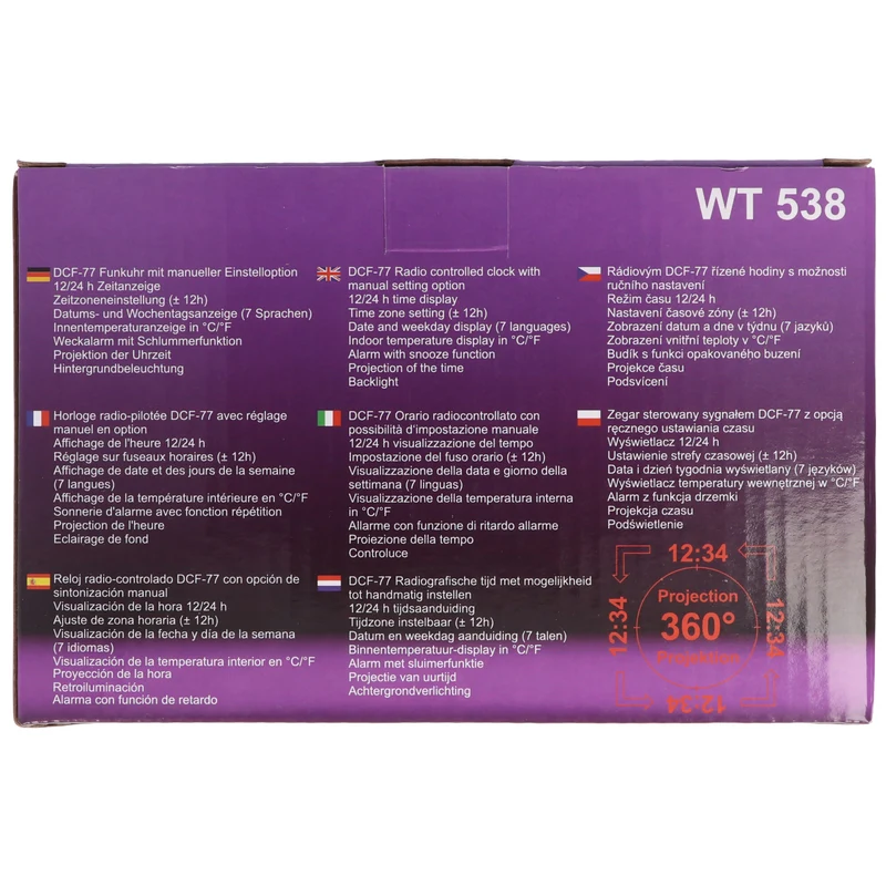 Technoline WT 538 moderner, eleganter Funk Projektionswecker mit Netzteil