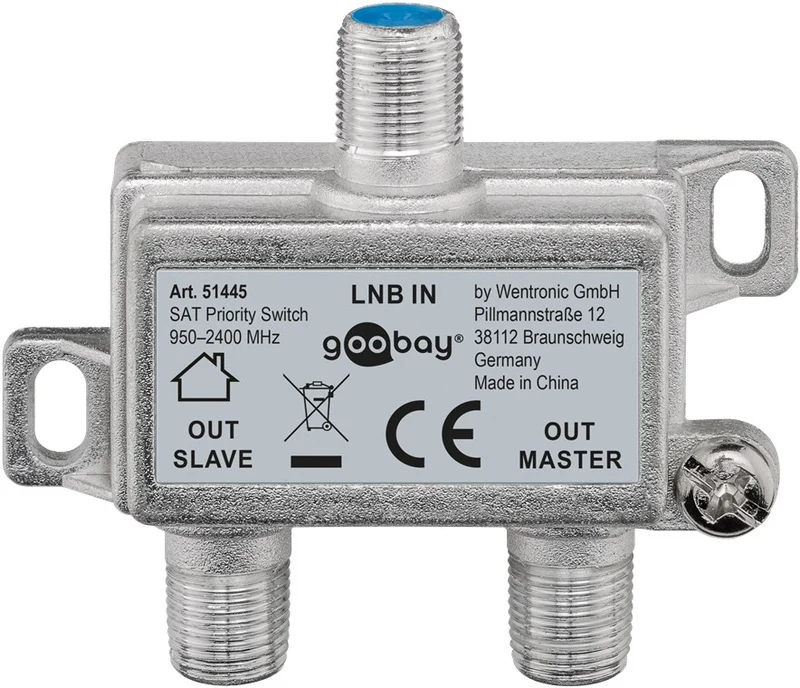 Goobay SAT Vorrang-Schalter - verteilt/schaltet 1 LNB auf 2 SAT-Receiver