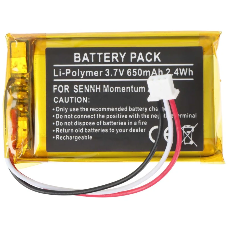 AccuCell Akku passend für Sennheiser Momentum 2 – Li-Polymer, 3,7V, 650mAh, 2,4Wh, ca. 40,9 x 25 x 6mm