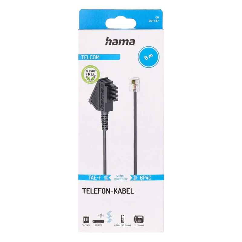 Hama Telefon Kabel 6m schwarz