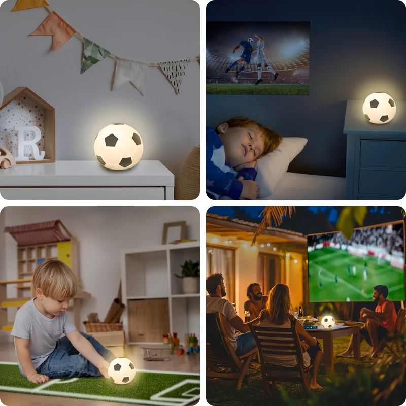 Ansmann LED Soccer Light 1800-0099, dimmbar, Farbwechsel, aufladbarer Akku, Mobil einsetzbares Silikonnachtlicht im Fußball-Design