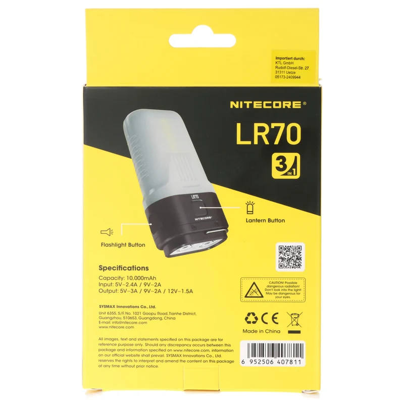 Nitecore LR70 LED-Taschenlampe, vereint Taschenlampe, Camping-Laterne und Powerbank in einem, max. 3000 Lumen Helligkeit