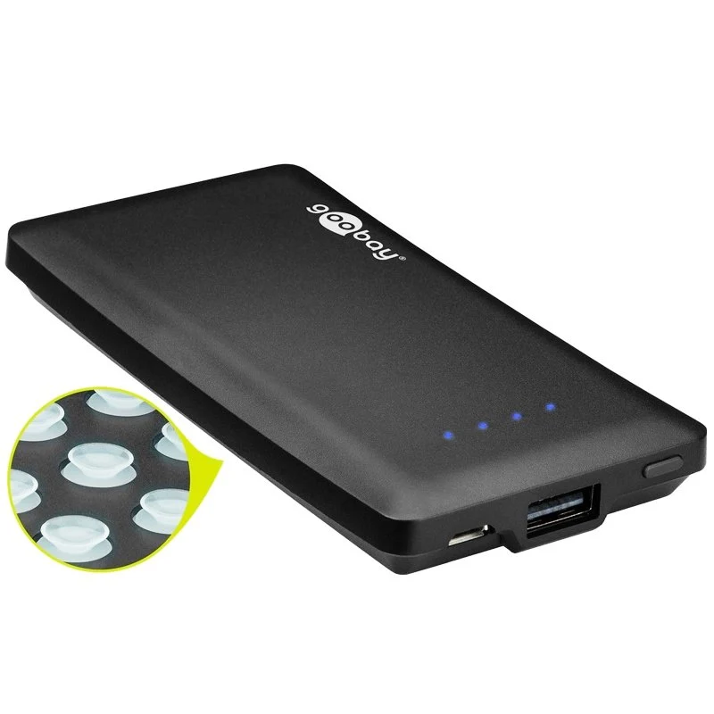 Goobay Powerbank mit Saugnäpfen für die Befestigung an der Rückseite Ihres Smartphones