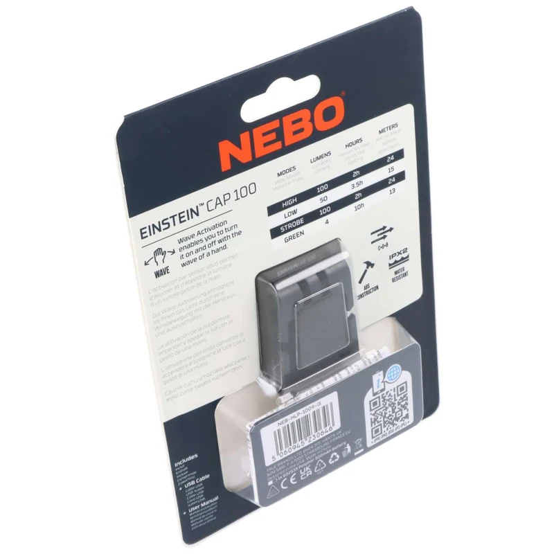 NEBO Einstein CAP 100 LED Stirnlampe, 100 Lumen, bis zu 24 Meter Leuchtweite, wiederaufladbar