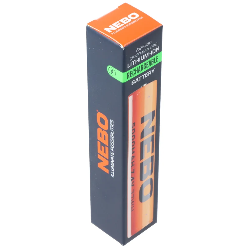 NEBO 2x26650 Li-Ion Akku, 5000mAh, 7,4V, 37Wh, wiederaufladbar