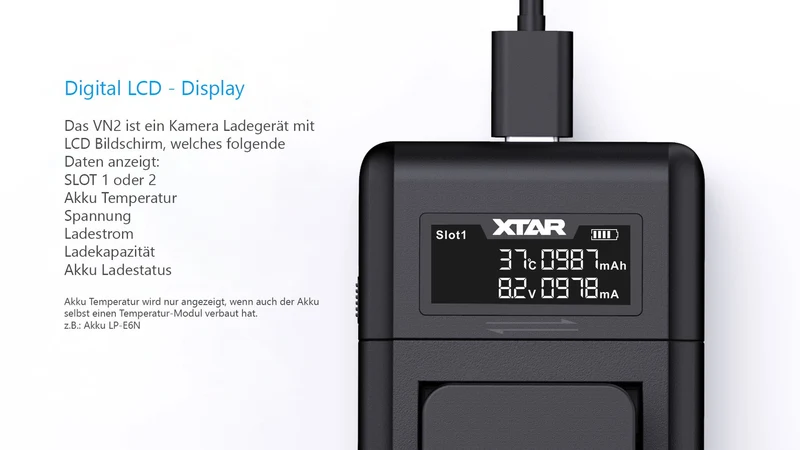 Xtar VN2 Kamera Ladegerät für Li-Ionen Akkus (ohne Ladeschale)