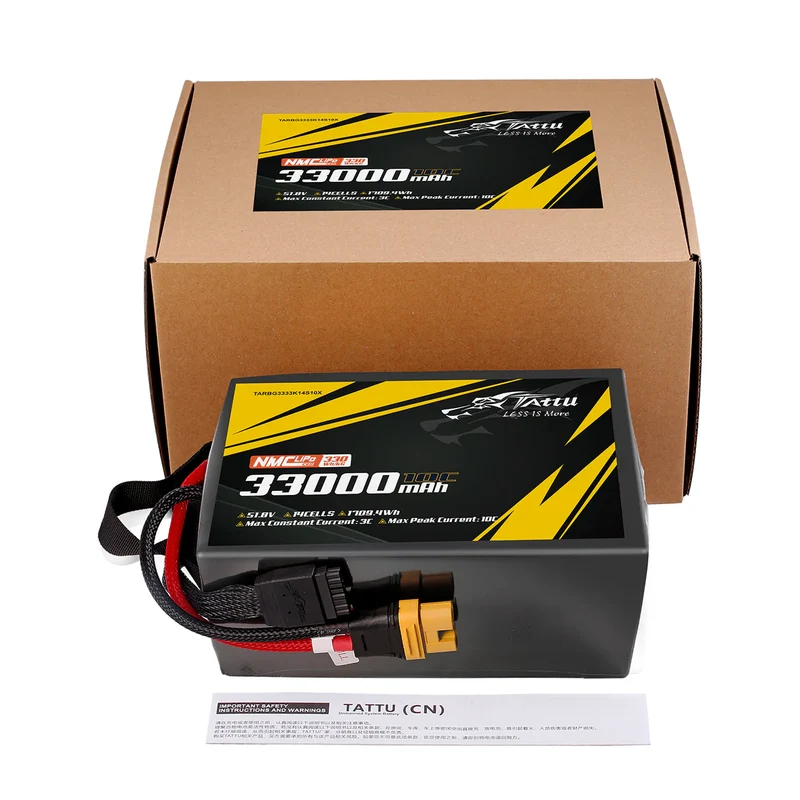 TATTU NMC Semi-Solid State 330Wh/kg 33000mAh 10C 51,8V 14S1P Lipo-Akkupack mit AS150U-F-Stecker