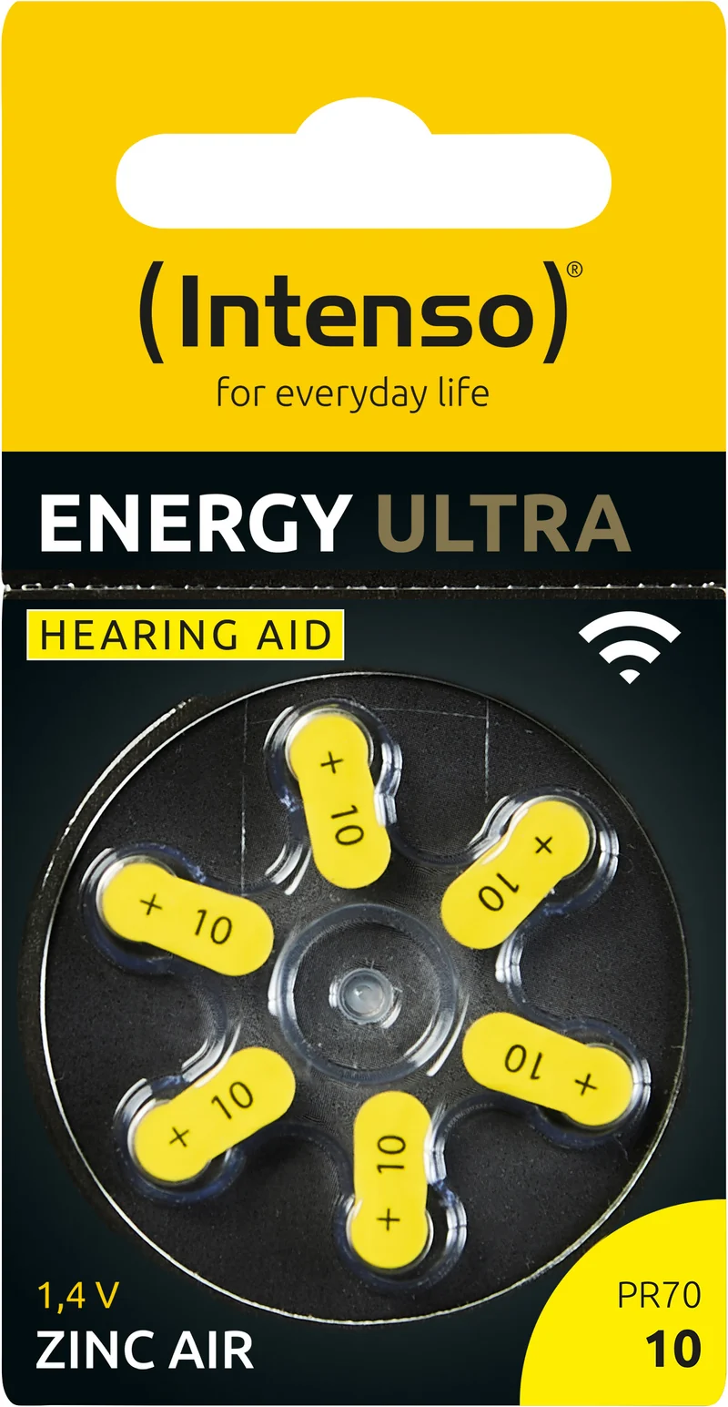 Intenso Hörgeräte-Batterie „Energy Ultra“ – A10 / PR70, 1,45 Volt (6er Pack)