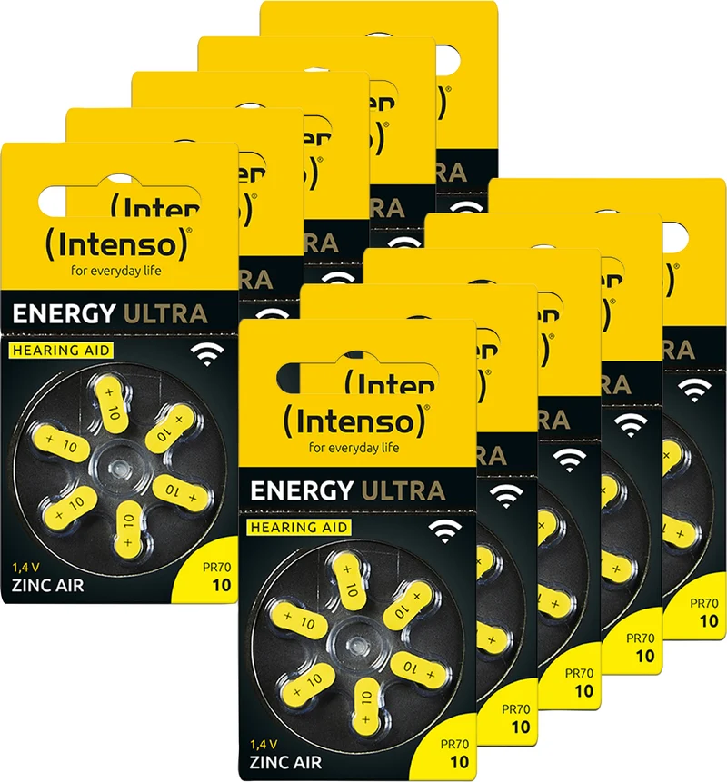 Intenso Hörgeräte-Batterie „Energy Ultra“ – A10 / PR70, 1,45 Volt (6er Pack)