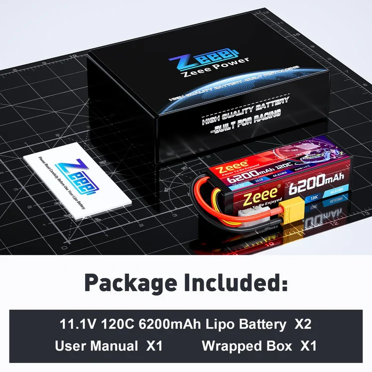 Zeee 3S 6200 mAh 11,1 V 120 C, Hartschalenkoffer Lipo Akku mit XT90-Anschluss (2 St.)