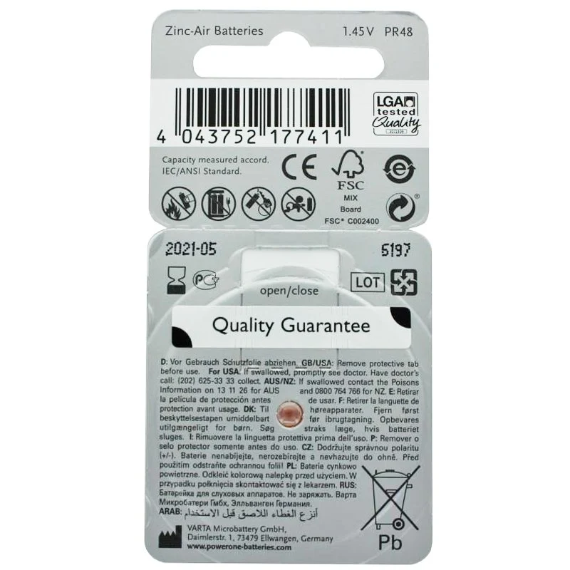 Rayovac Hörgerätebatterie H13MF Nr. 13 PR48 Extra Advanced, 310mAh 6 Stück im Blister