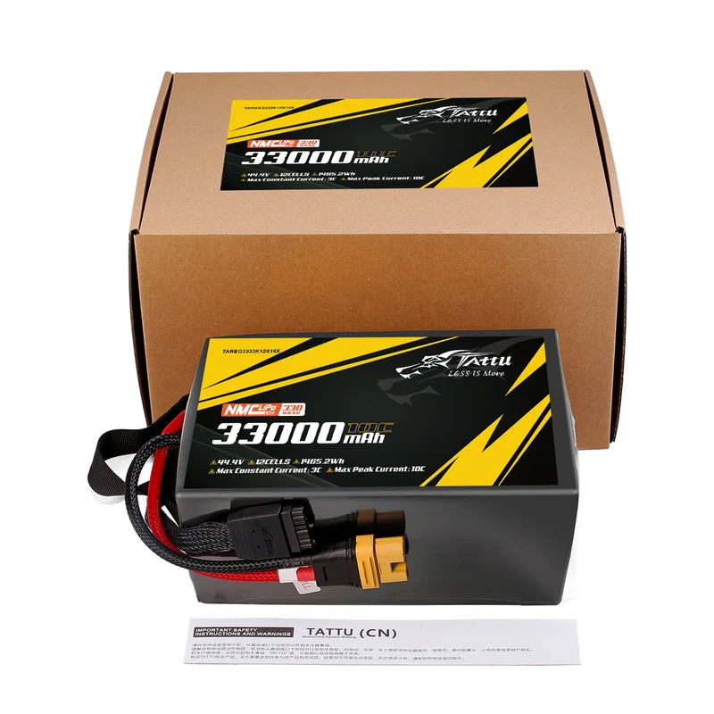 TATTU NMC Semi-Solid State 330Wh/kg 33000mAh 10C 44,4V 12S1P Lipo-Akkupack mit AS150U-F-Stecker