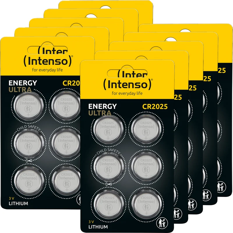 Intenso Lithium-Knopfzelle „Energy Ultra“ – CR2025, 3 Volt (60er Pack)