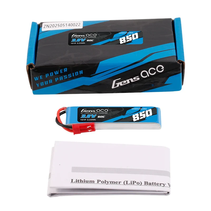 Gens Ace 850mAh 3,8V 60C 1S1P HV LIPO-Akku mit JST-SYP-Stecker