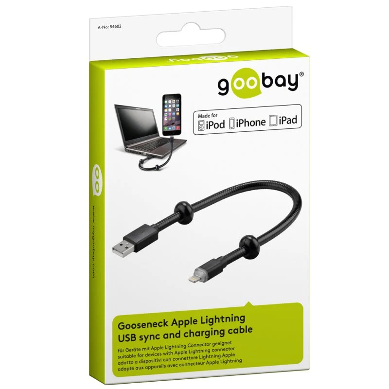 AccuCell USB Lade- und Synchronisations Schwanenhals-Kabel iPhone Lade- und Synchronisations-Geräteständer