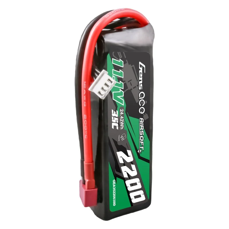 Gens Ace 35C 2200 mAh 3S1P 11,1 V Airsoft Lipo Akku mit T-Stecker
