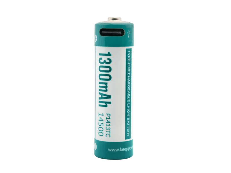 Keeppower 14500 - 1300mAh Li-Ionen 3,7V - 3,6V mit USB Lademöglichkeit und PCB P1413TC