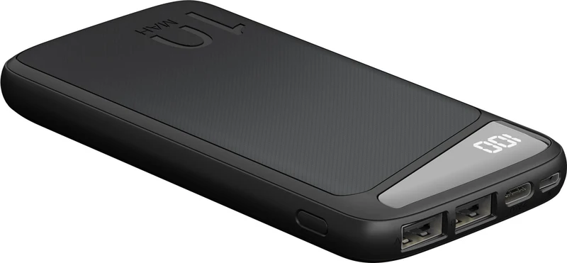 Goobay Powerbank Slimline 10.000 mAh - Leistungsstarke 10.000 mAh mit Status-Display